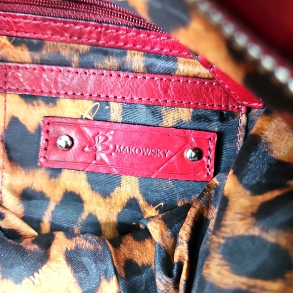 B. Makowsky Red Leather Large Satchel - Picture 5 of 10